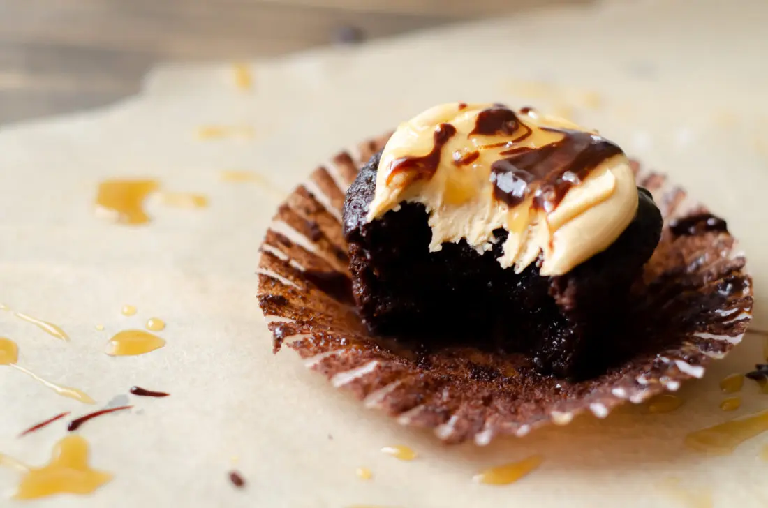 Super Moist Chocolate Cupcakes From Scratch Salted Caramel Frosting Bite. Celebrate any occasion with these decadent Super Moist Chocolate Cupcakes From Scratch with Salted Caramel Frosting and Caramel Filled Center. This homemade recipe is so easy to create, the kids can join in.