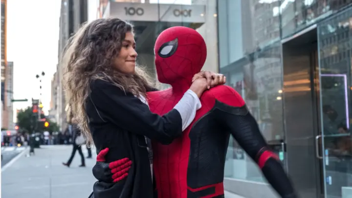 Michelle (Zendaya) catches a ride from Spider-Man in Columbia Pictures' SPIDER-MAN: &trade; FAR FROM HOME.