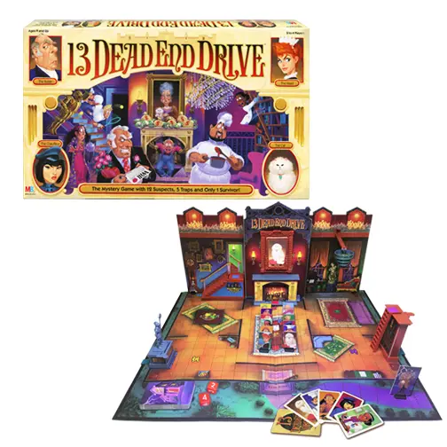 13 Dead End Drive first hit the scene in 1994. Now this fan favorite is back, by popular demand, to entertain a whole new generation. Your goal is to be the last surviving heir and inherit Aunt Agatha's fortune. Which one of her motley crew of friends and employees will it be?