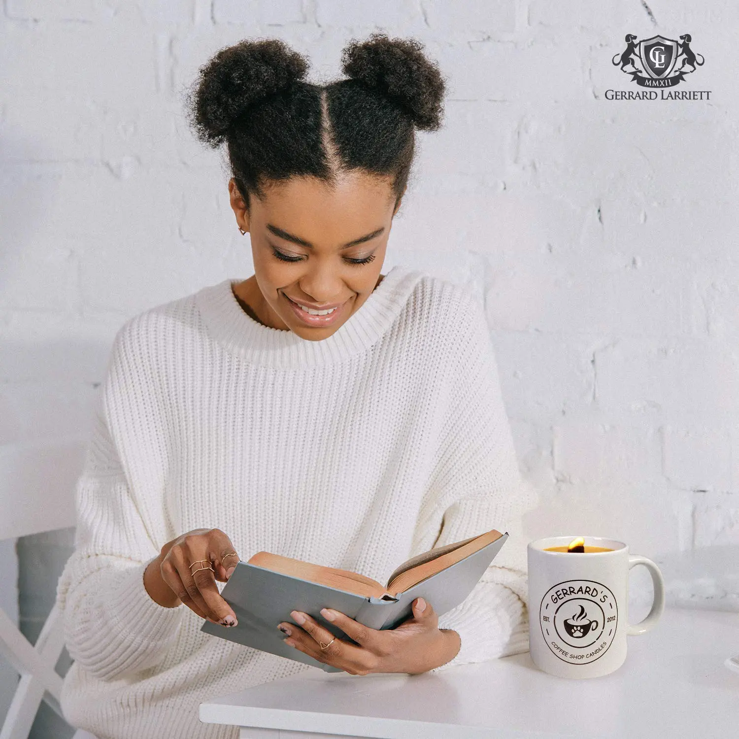 Coffee Shop Aroma at Home: Coffee, Cocoa, and Tea Nerds say their homes smell like their favorite coffee shops; The smooth burn of our Gerrard Larriett crackling candle fills multiple rooms with warm comforting aromas (even high ceiling and upper level rooms) turning even the most difficult days happy again.