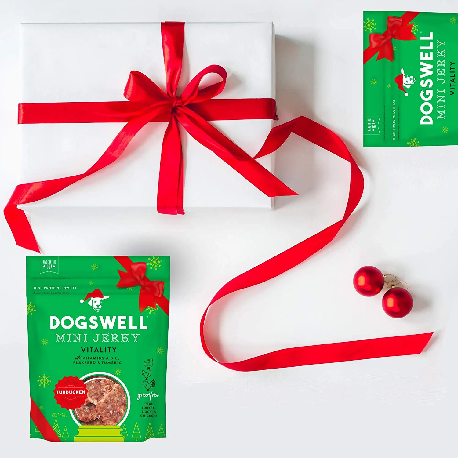 Dogswell Meat Jerky Treats. Gift your dog walkers, dog trainers, dog groomers, dog owners, dog parents, and any other dog lover with this limited edition holiday treat! It's not the holiday season without Turkey, Duck, and chicken!