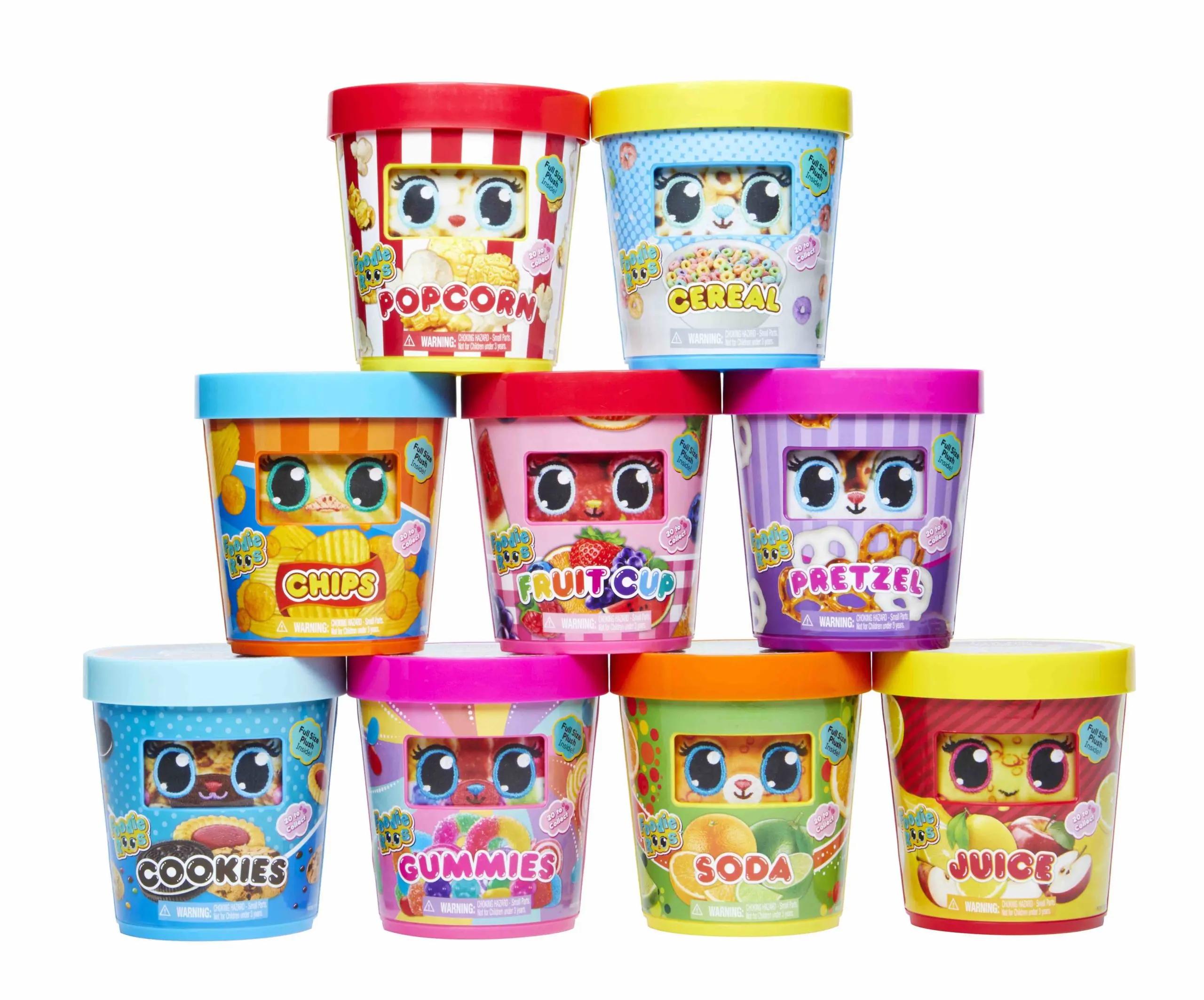 Foodie Roos&trade; have all your daily servings of cuteness, cuddleness, and sweetness! Set includes one Foodie Roo&trade; plush, a collector's sheet, a bonus sticker, and a room set for your Foodie Roo&trade;! Collect all 20!