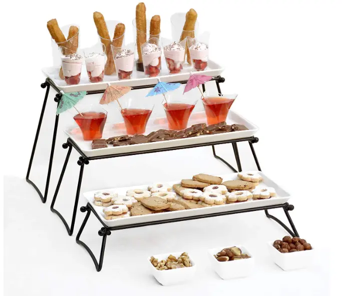 Elegant 3 Tier Serving Stand. The perfect gift for any hostess at heart. The design of our stand it unique as each tier stands on it own, giving the option to arrange the tiers to fit any table settings.