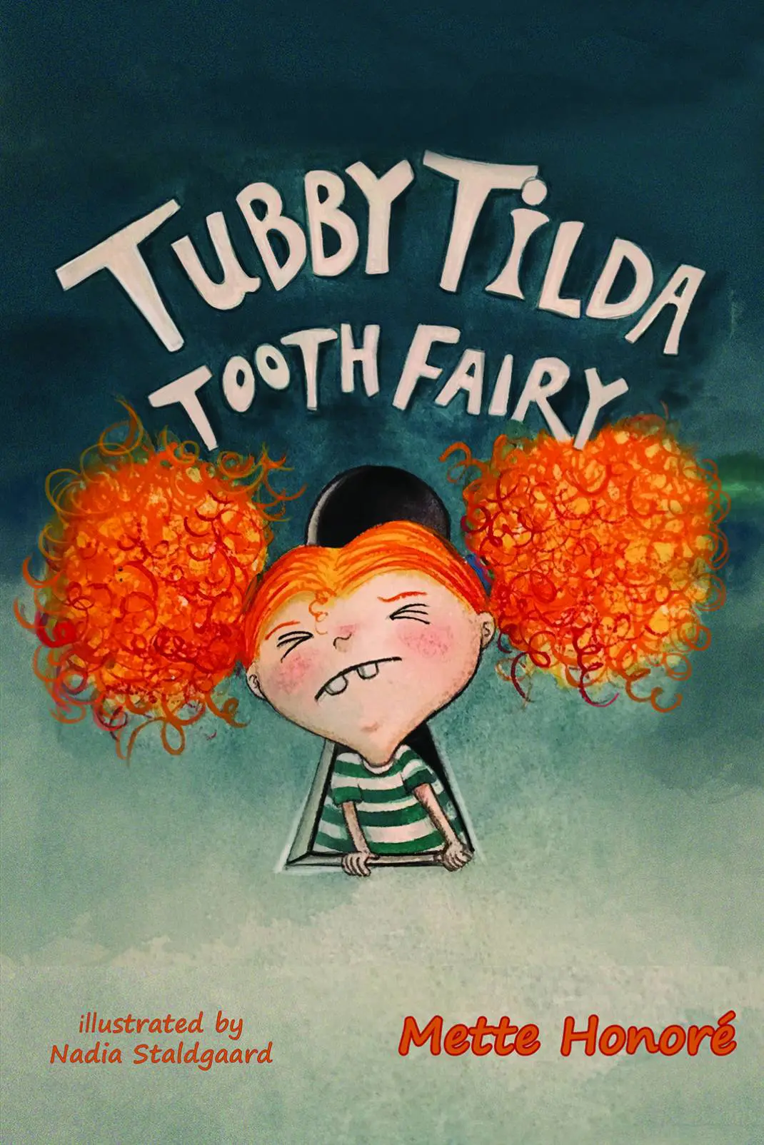 Tubby Tilda Tooth Fairy. She is not your average girl fairy. She is an ill-tempered, funny, and red-headed young feminist. If you keep an eye open, she will try to get you to fall asleep. She is not good at waiting, so you better not be awake when she comes around.