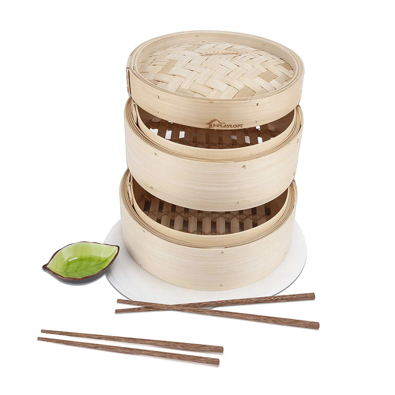 i-PLAYLOFT Premium Handmade Bamboo Steamer. This 100% premium quality bamboo steamer is made with value and craftsmanship at the forefront! Providing endless cooking and steaming opportunities, this asian food cooker comes with a variety of wonderful tools helping make it a perfect steam pot for a large variety of kitchen ideas!