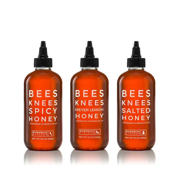 Bees Knees Honey Trio. The ultimate trio for every honey lover! Includes: Bees Knees Spicy Honey, Bees Knees Salted Honey, and Bees Knees Meyer Lemon Honey. Bees Knees Honey Trio is gluten-free and Paleo-friendly.