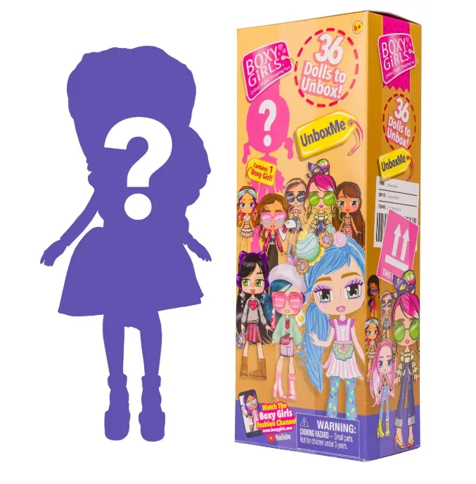 Boxy Girls UnboxMe. Your kiddo will love the surprise and mystery of opening one of these Boxy Girls UnboxMe toys. Each box includes one out of 36 dolls that all exude fun, fashionable flair, and their own unique personalities.