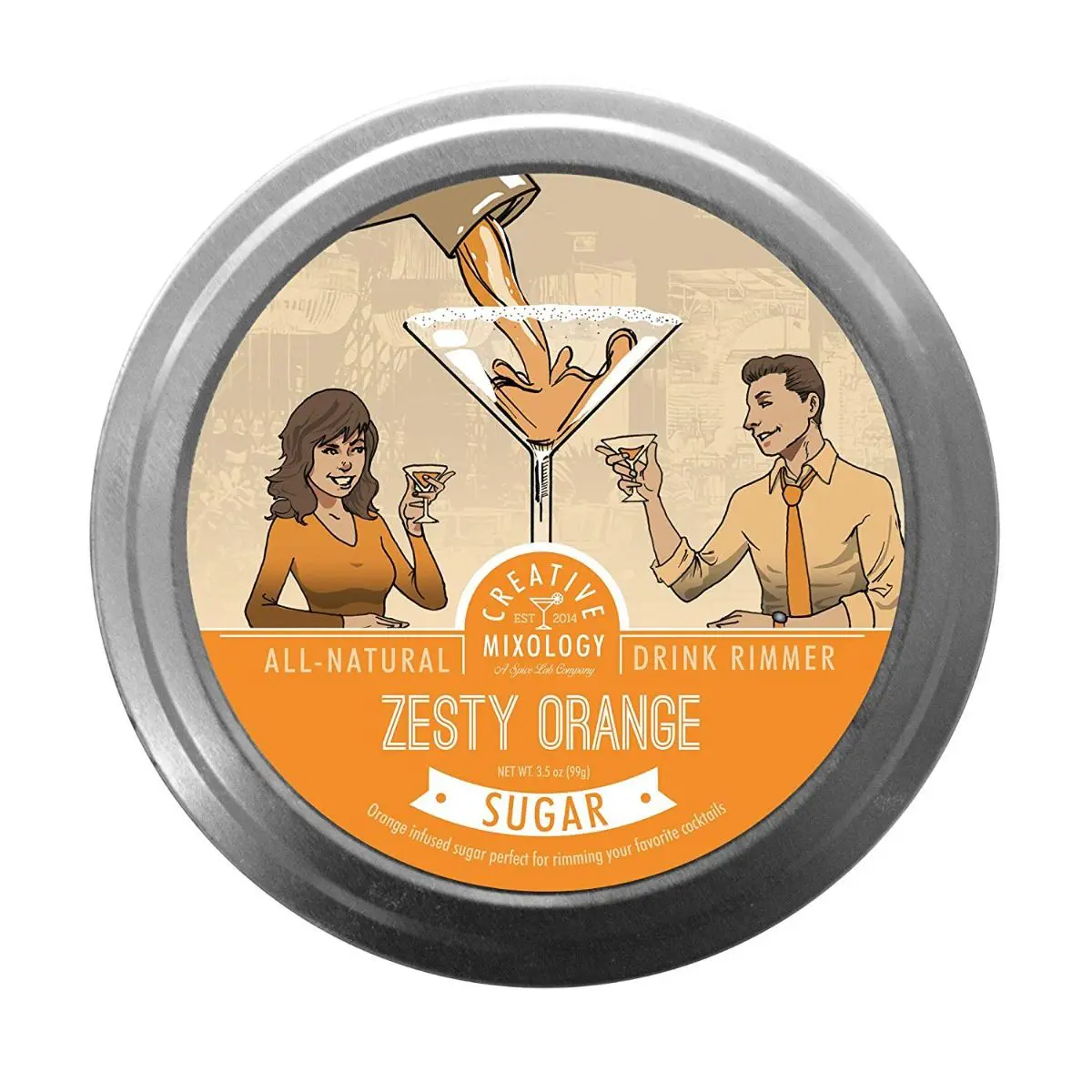 Creative Mixology All Natural Zesty Orange Sugar. Made from all-natural ingredients, these flavored Creative Mixology Sugar Drink Rimmers elevate your drink menu, adding color, sparkle and taste to margaritas, martinis and specialty drinks.