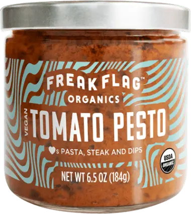 Freak Flag Tomato Pesto. We&rsquo;re into ultra-organic foods. Extra-amazing flavors. And positive people who can&rsquo;t resist any chance to make, cook and create. Freak Flag Organics exists so that cooking can be a revelatory experience.