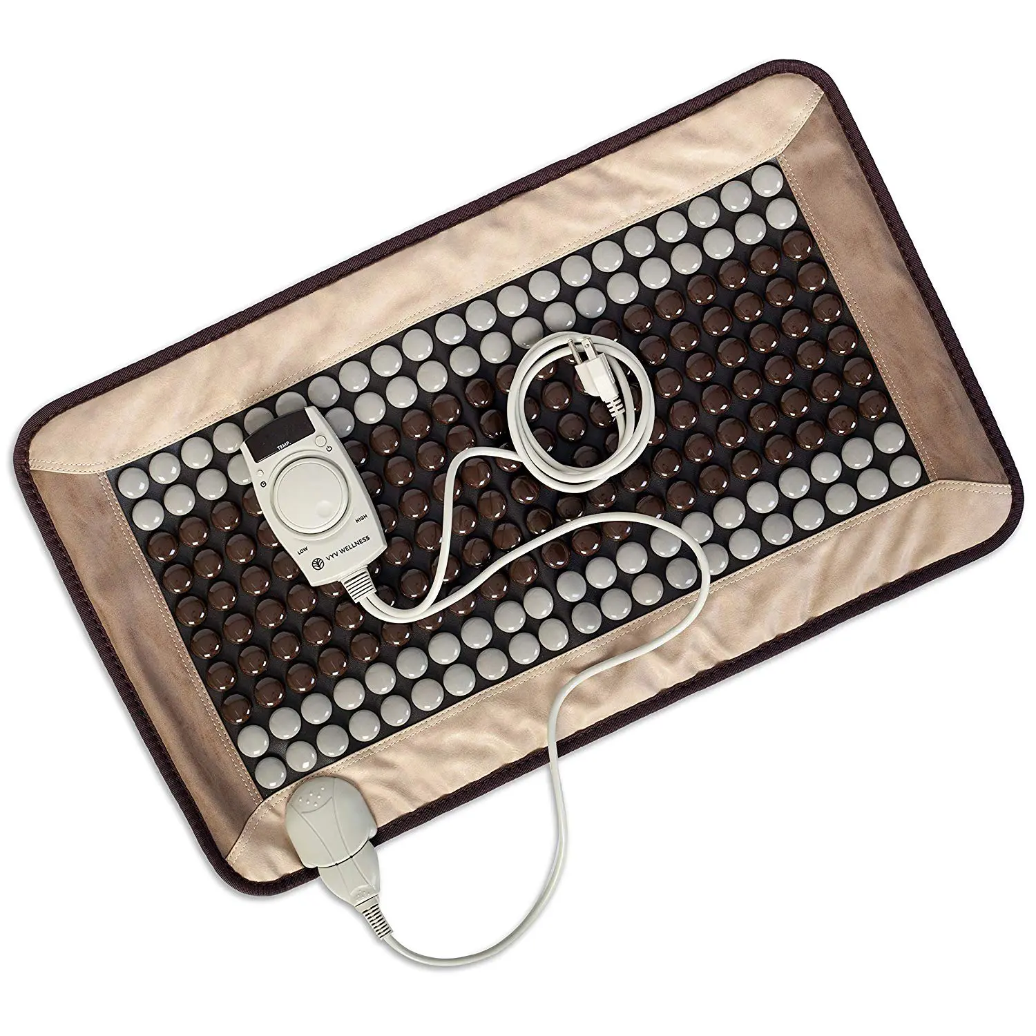 VYV WELLNESS Deluxe Infrared Tourmaline Stone Heating Therapy Mat with Remote Control and Travel Bag. Each mat is 17 x 30 Inches, extra large and should cover the surface area of the back from the neck and shoulders to the lower back for an all over treatment.