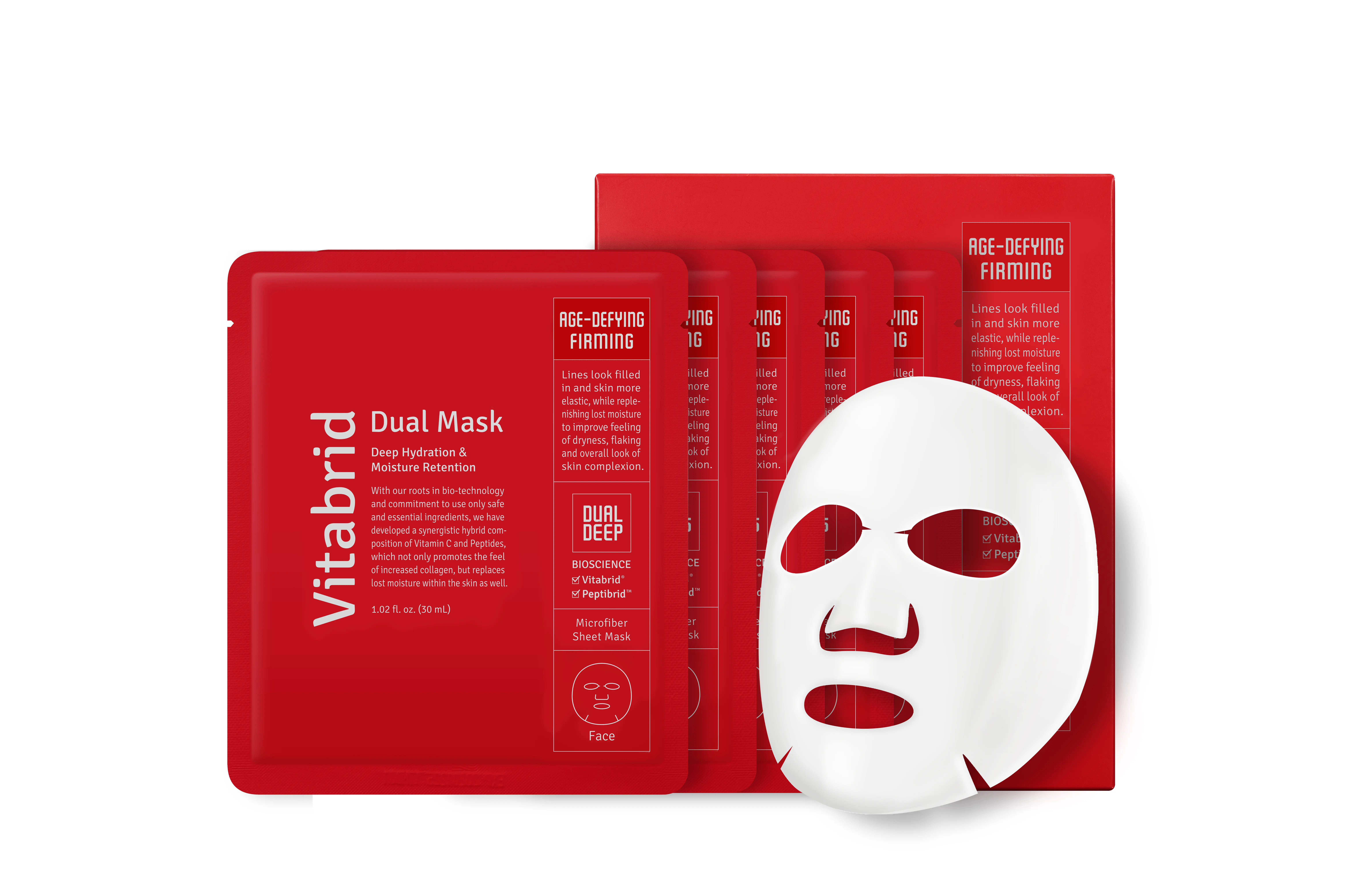. Vitabrid Dual Mask SetA box set featuring 5 masks, this is perfect for any one who needs some "me" time at home. Each micro-sheet mask contains a synergistic hybrid composition of Vitamin C & Peptides to not only promote the feel of increased collagen (lines looked filled in!) but replace lost moisture as well. Skin is left feeling softer, smoother, and more hydrated.