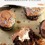 Chocolate Cupcakes with Marshmallow Filling. Sink your teeth into a childhood favorite cupcake that is as easy to bake as it is to eat. My Chocolate cupcakes with Chocolate Buttercream frosting and marshmallow creme filling will make the kid in you cheer.
