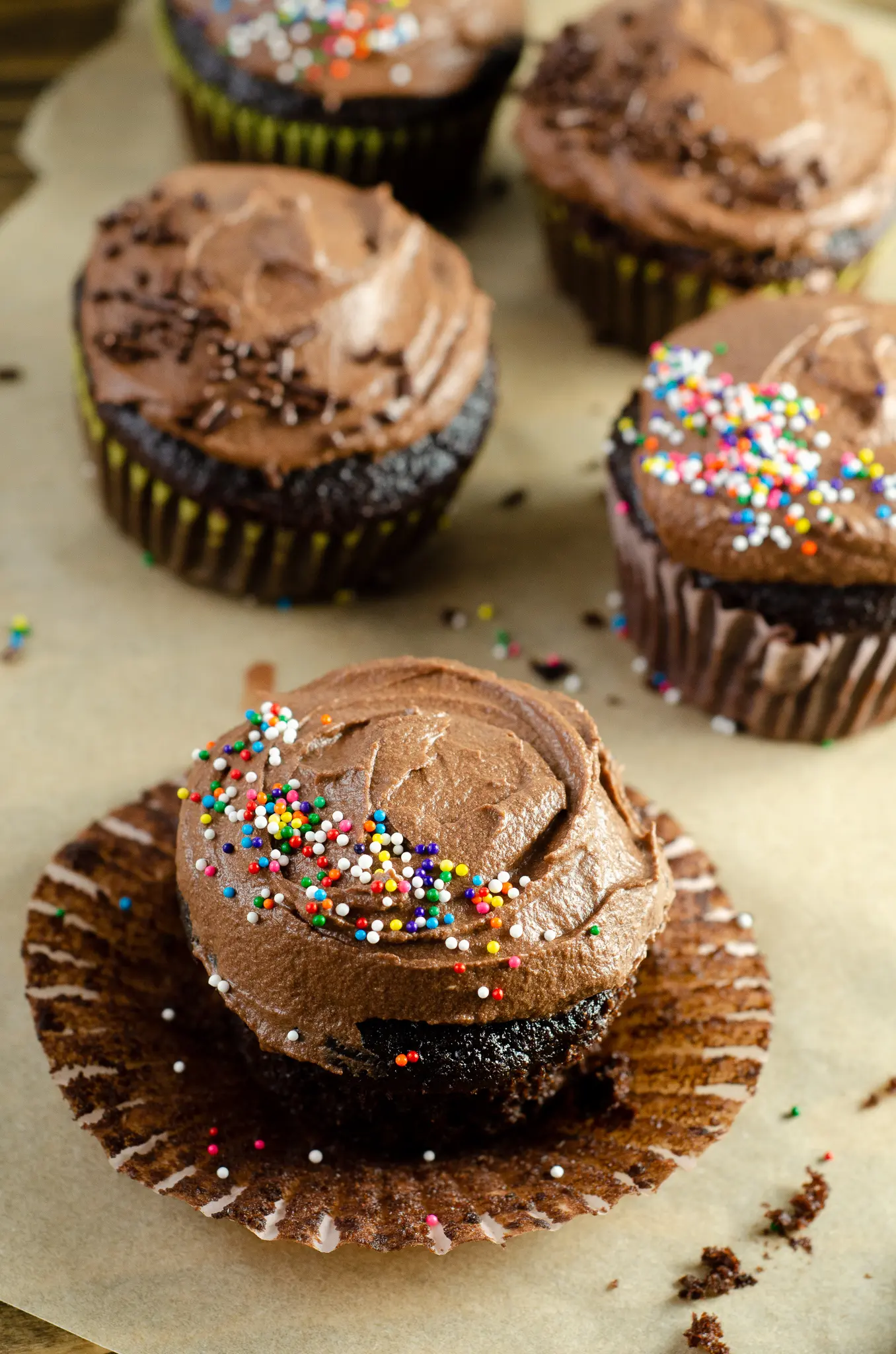 Chocolate Cupcake Sprinkles. Sink your teeth into a childhood favorite cupcake that is as easy to bake as it is to eat. My Chocolate cupcakes with Chocolate Buttercream frosting and marshmallow creme filling will make the kid in you cheer.