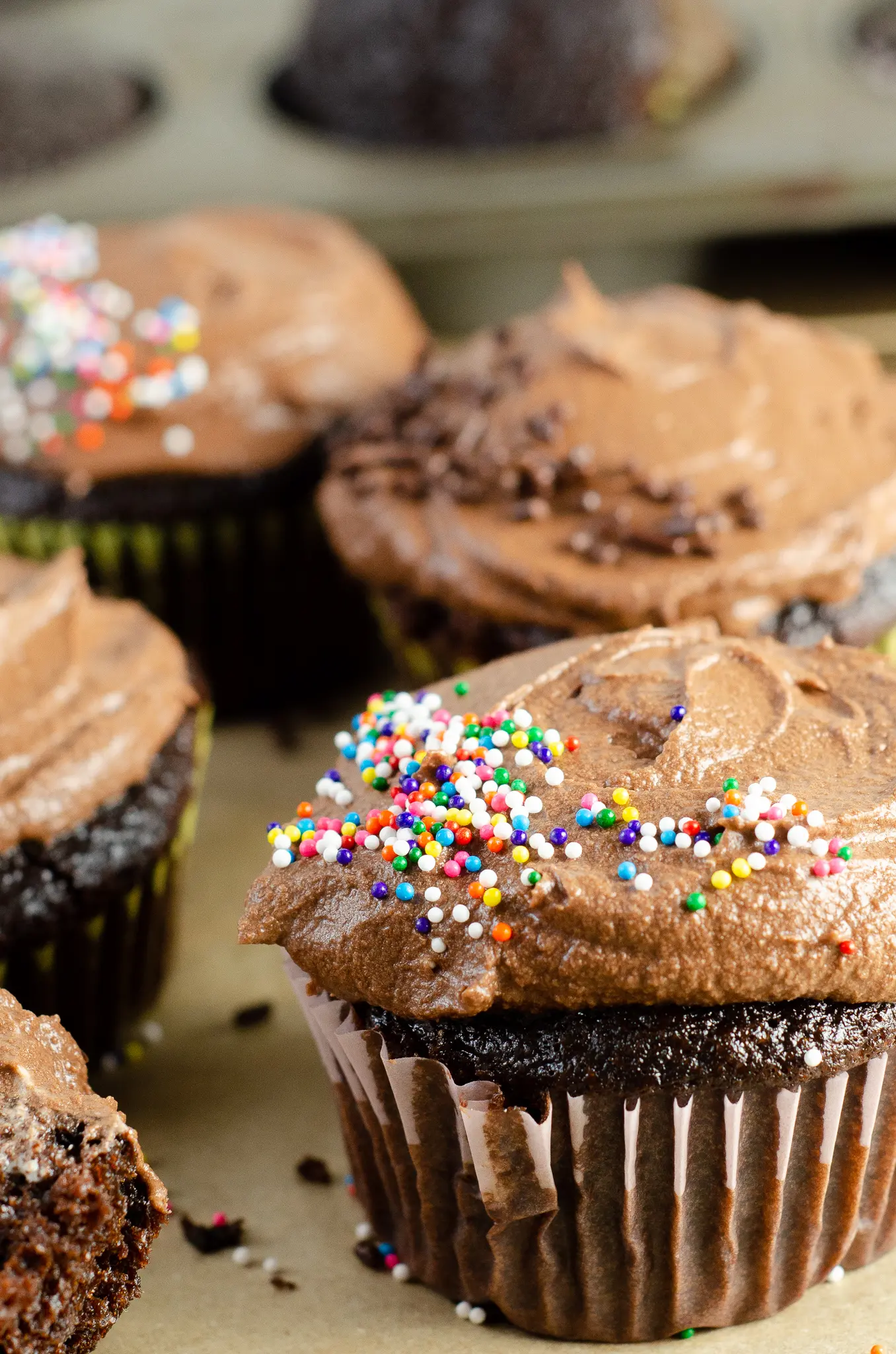 Chocolate Cupcakes Chocolate Buttercream Frosting Spinkles. Sink your teeth into a childhood favorite cupcake that is as easy to bake as it is to eat. My Chocolate cupcakes with Chocolate Buttercream frosting and marshmallow creme filling will make the kid in you cheer.