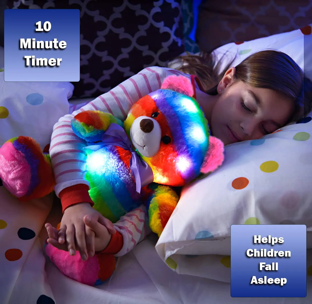 The Noodley LED Stuffed Animal Plush Light Up Toy Bear. Kids love all things that light up! We designed this colorful rainbow teddy bear to come to life with multi colored LED lights that soothe children with fears of the dark. 2020 Valentine's Day Gift Guide from Jays Sweet N Sour Life Blog.