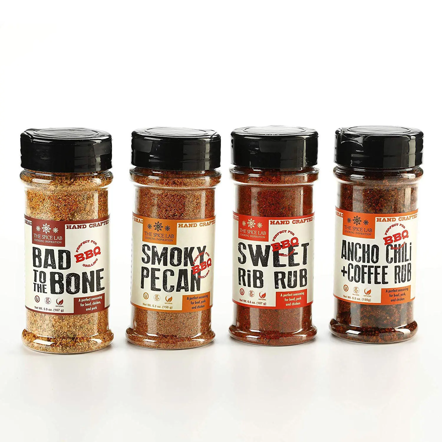 The Spice Lab BBQ Barbecue Spices and Seasonings Set. Bad to the Bone, Sweet Rib Rub, Smokey Pecan Rib Rub and Ancho Chili & Coffee. The hit of any bbq party, enjoy premium bbq seasoning blends with so much value packed into one gift collection. 2020 Valentine's Day Gift Guide from Jays Sweet N Sour Life Blog.