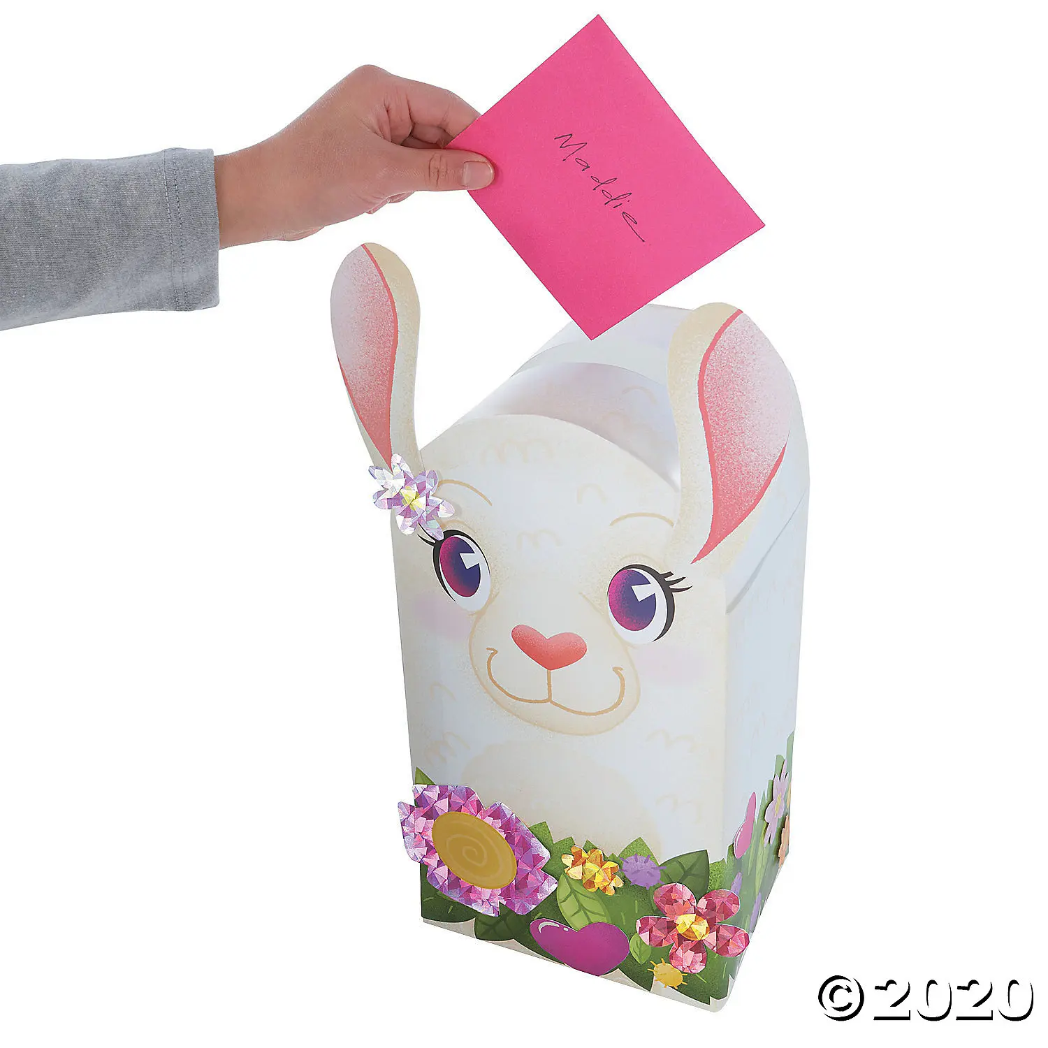 Llama Valentine Mailbox. This ready-to-assemble llama is perfect for collecting Valentine's cards and candy at any classroom party. Simply fold the sturdy cardstock mailbox, seal it with adhesive strips and add sparkly foil accessories for your own personal touch! 2020 Valentine's Day Gift Guide from Jays Sweet N Sour Life Blog.