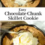Easy Chocolate Chunk Skillet Cookie. This brown butter Sea Salt Chocolate Chunk Skillet Cookie is packed with chunks of chocolate and topped with sea salt, it's the perfect dessert for two. The insanely soft center and crispy buttery edges will have you falling in love with this easy pizookie recipe. This ultimate Sea Salt Chocolate Chip Pizookie is baked in mini cast iron skillets and made with a lot of love and chocolate.