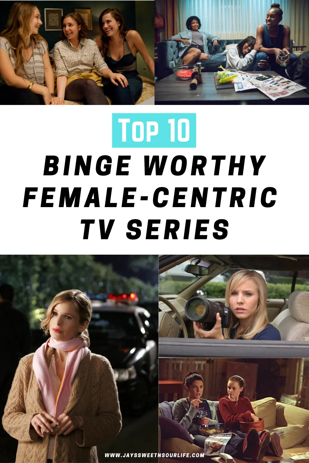 Top 10 Binge Worthy Female-Centric TV Series. Instead of getting down and out about having to shelter in place away from your girl squad, have a&nbsp;girls night in&nbsp;and get lost in these Top 10 binge worthy female-centric TV series that have strong female leads and will give you the girl-power you have been missing!