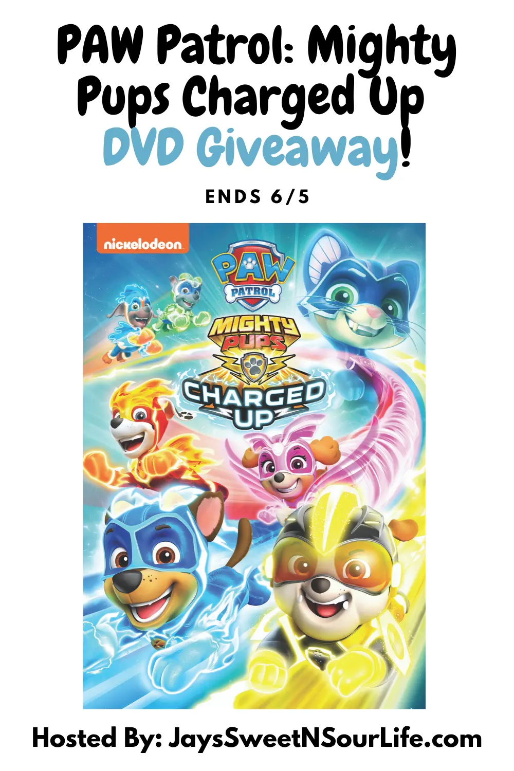 PAW Patrol Mighty Pups Charged Up DVD Giveaway. The paw-some Mighty Pups are back for next level action-packed adventures in&nbsp;PAW Patrol: Mighty Pups Charged Up. Enter to win a copy of this awesome DVD on my blog today, giveaway ends 6/5.
