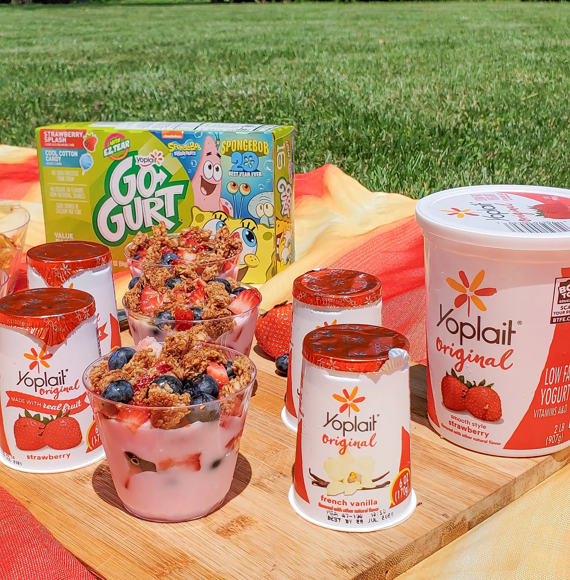 Backyard Picnic with Yoplait on Blanket. Grab your picnic baskets! It&rsquo;s time to host your very own backyard picnic featuring the foods your family loves. No need to leave home for this bunch of fun, just pick a date and then prep your picnic baskets.