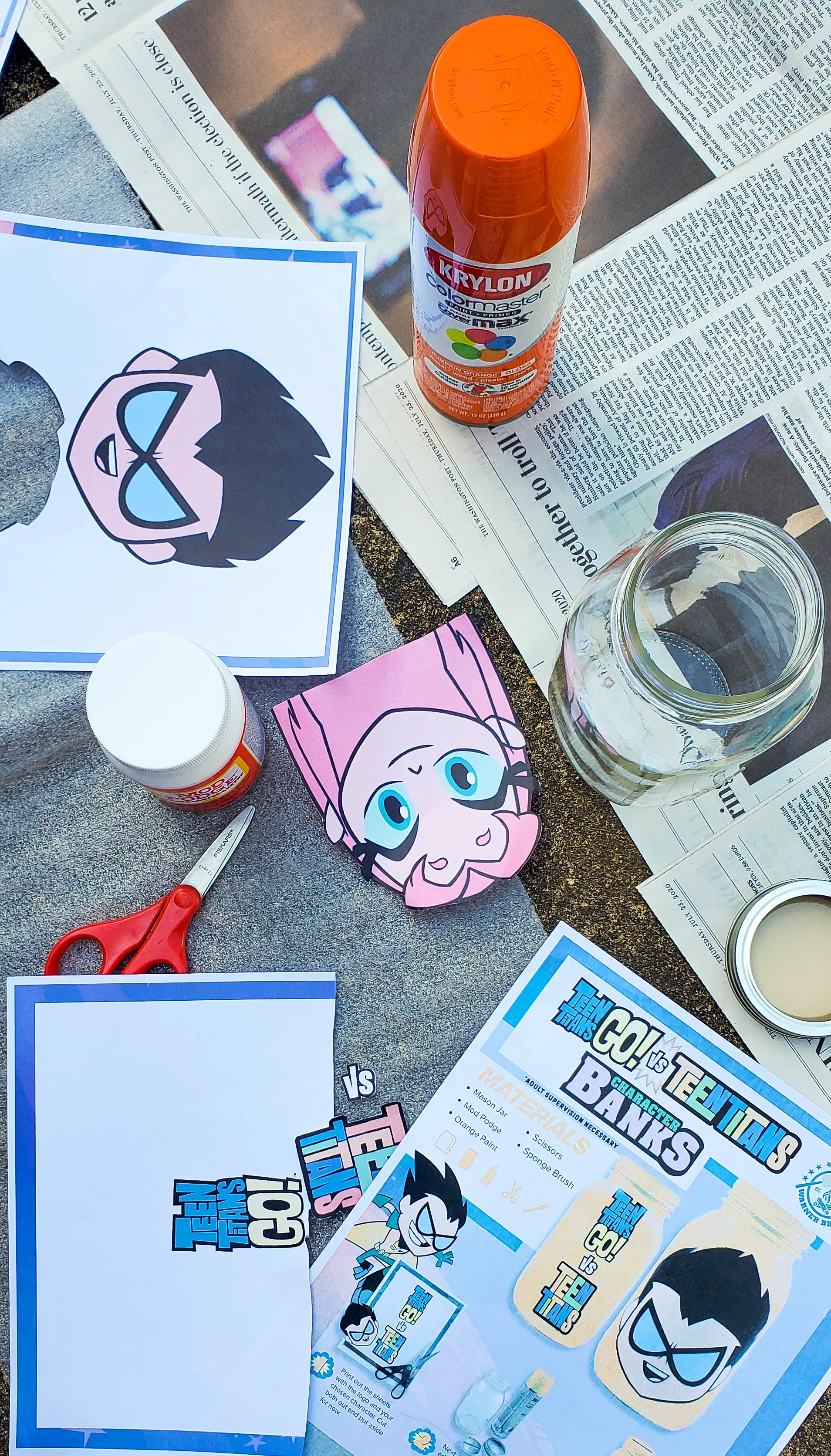Teen Titans Go!&nbsp;Character Banks Supplies. It&rsquo;s week 5 at Camp Warner Bros.! It's time to get crafty with this week's activity Teen Titans Go! Vs. Teen Titans Character Banks. Grab your printables on my blog, along with some more supplies to create your very own Teen Titans Go! vs Teen Titans Character Banks.