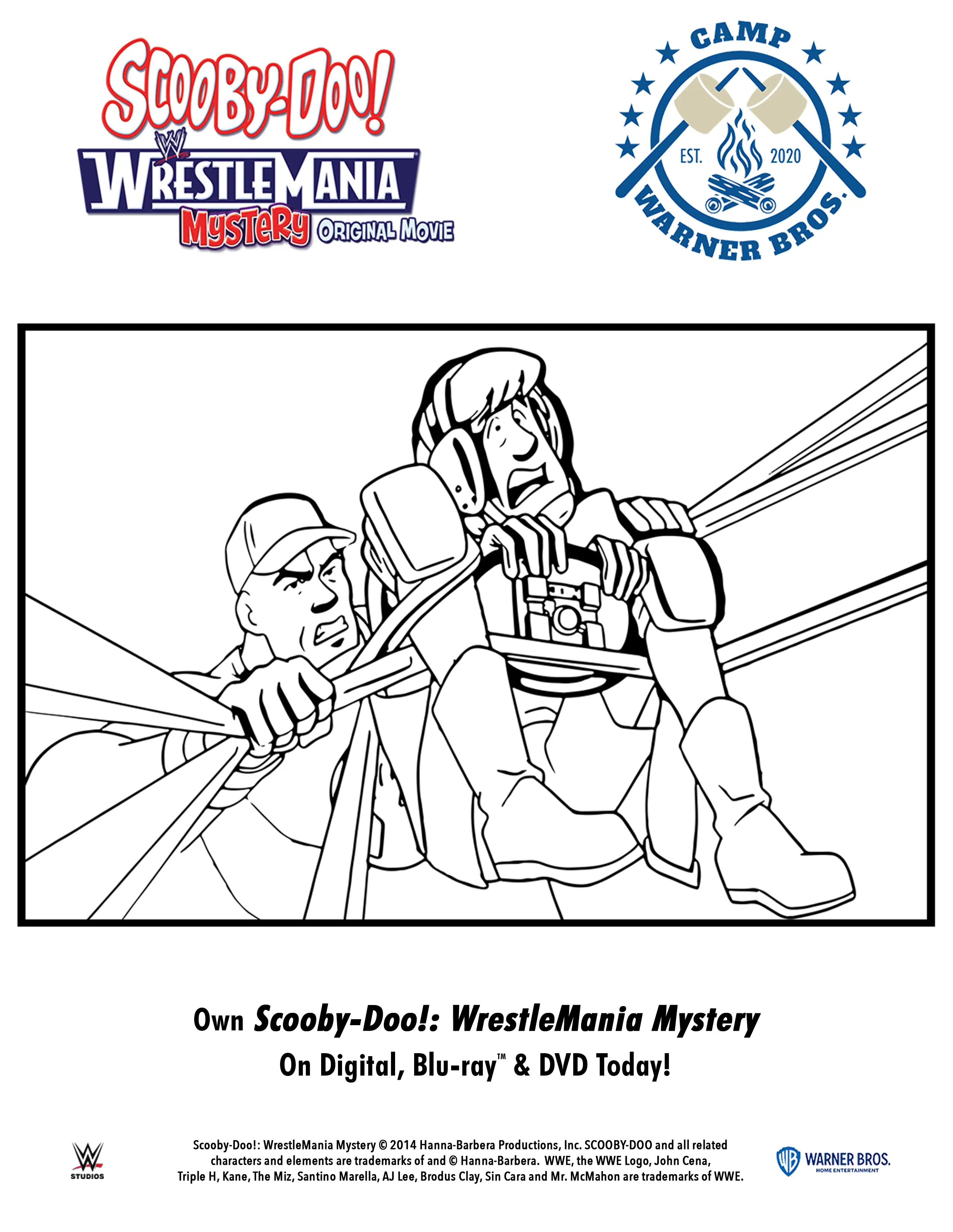 Scooby-Doo!: WrestleMania Mystery Coloring pages. When Shaggy and Scooby win tickets to WrestleMania&reg;, they convince the entire Mystery Inc. gang to travel to WWE City in the Mystery Machine to enjoy the show. Scooby-Doo!: WrestleMania Mystery&nbsp;is now available to own on Digital, Blu-ray & DVD