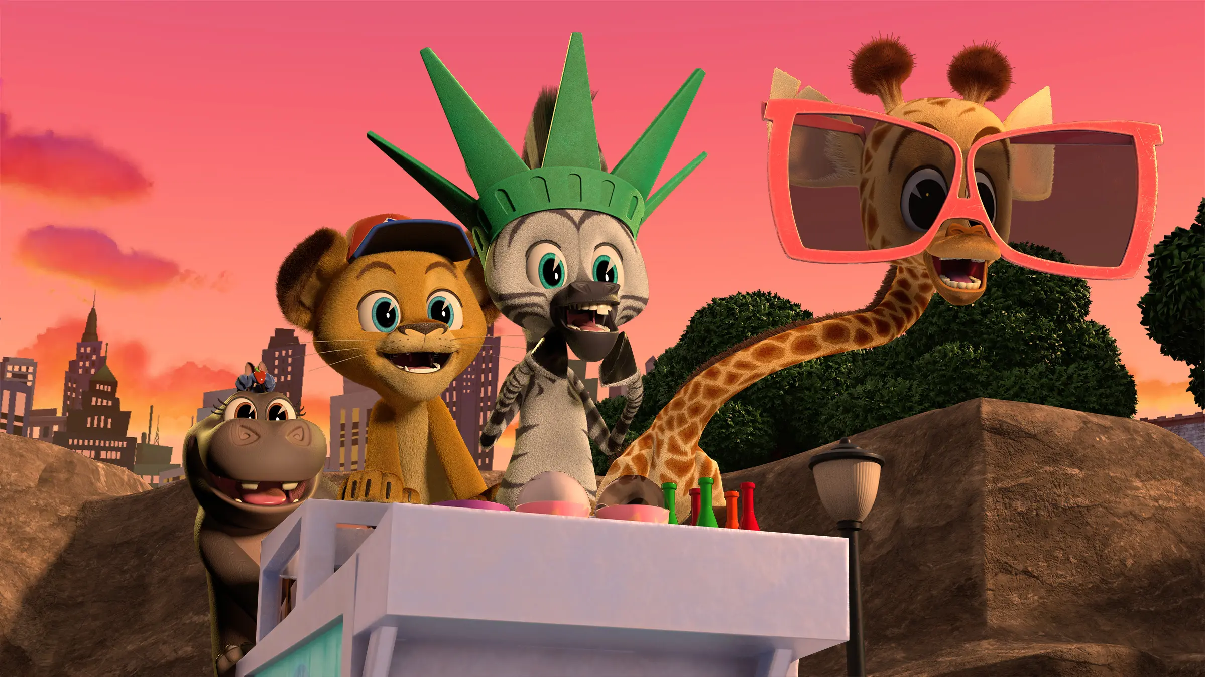 Madagascar A Little Wild Gloria, Alex, Marty, Melman. Filled with original music and dance-worthy songs, the lovable foursome Alex the Lion, Marty the Zebra, Melman the Giraffe, and Gloria the Hippo steal the show in Madagascar: A Little Wild. Capturing the iconic personalities of the four dynamos,&nbsp;Madagascar: A Little Wild&nbsp;showcases the team as kids residing in their rescue habitat at the Central Park Zoo.