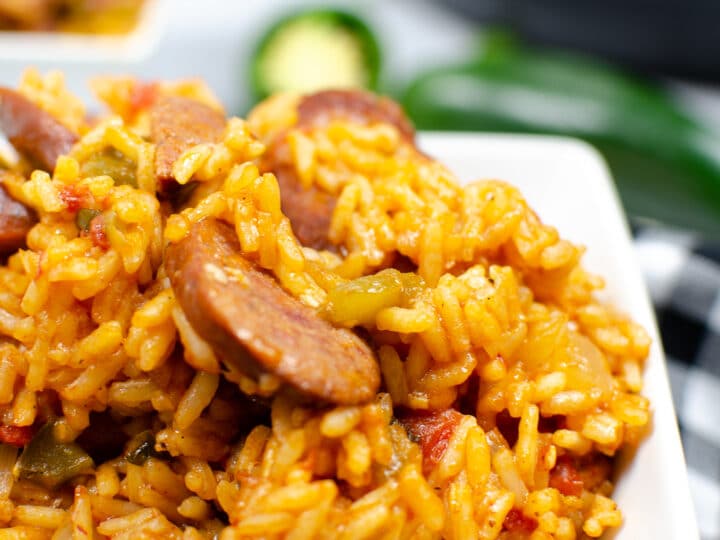 Instant Pot Andouille Sausage Jambalaya Recipe. An authentic Instant Pot Andouille Sausage Jambalaya recipe that can be made in 30 minutes! This flavorful easy one-pan jambalaya recipe is made with andouille sausage, bell peppers, onion, celery, and spices. It's an instant family favorite recipe that is perfect for busy nights.