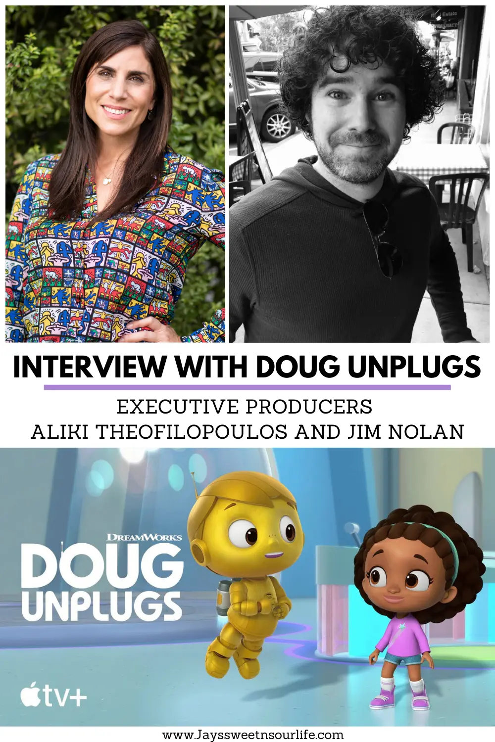Exclusive Interview with Doug Unplugs Executive Producers Aliki Theofilopoulos and Jim Nolan . Streaming on Apple TV+, DreamWorks Doug Unplugs tells the story of a young robot who senses that there is more to life than just the facts. While other robots plugin for their daily download, Doug unplugs and heads to the human world with his best friend Emma to experience its wondering firsthand. Read an exclusive behind scenes take in my Interview with Doug Unplugs Executive Producers Aliki Theofilopoulos and Jim Nolan. Where we talk about what it's like to bring this new adventurous preschool show to life.