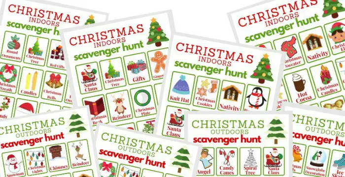 What can make the Christmas season even more festive? A&nbsp;Christmas Scavenger Hunt, of course! This free printable comes with both an indoor and outdoor scavenger hunt version.
