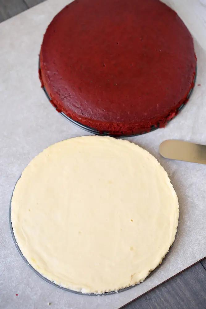 Red Velvet Cheesecake Baked. This beautiful 2 layered Red Velvet Cheesecake is made with a moist red velvet cake and a smooth, creamy cheesecake layer on the top. It's as if a cake and cheesecake had a baby, both layers made with love and topped with a cream cheese frosting.