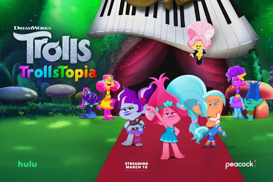 DreamWorks TrollsTopia Season Two shimmies onto Peacocktv and Hulu Today! Get ready for more glitter, glee and harmony with all 6 all-new episodes of DreamWorks TrollsTopia!
