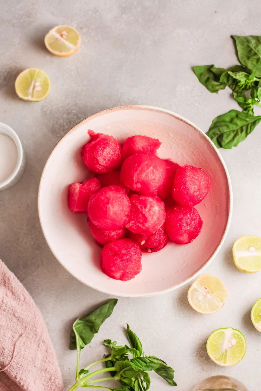 Enjoy this refreshing Sparkling Watermelon Juice on a hot summer day. Made with fresh ingredients, including watermelon and basil leaves, It's the perfect summer drink.