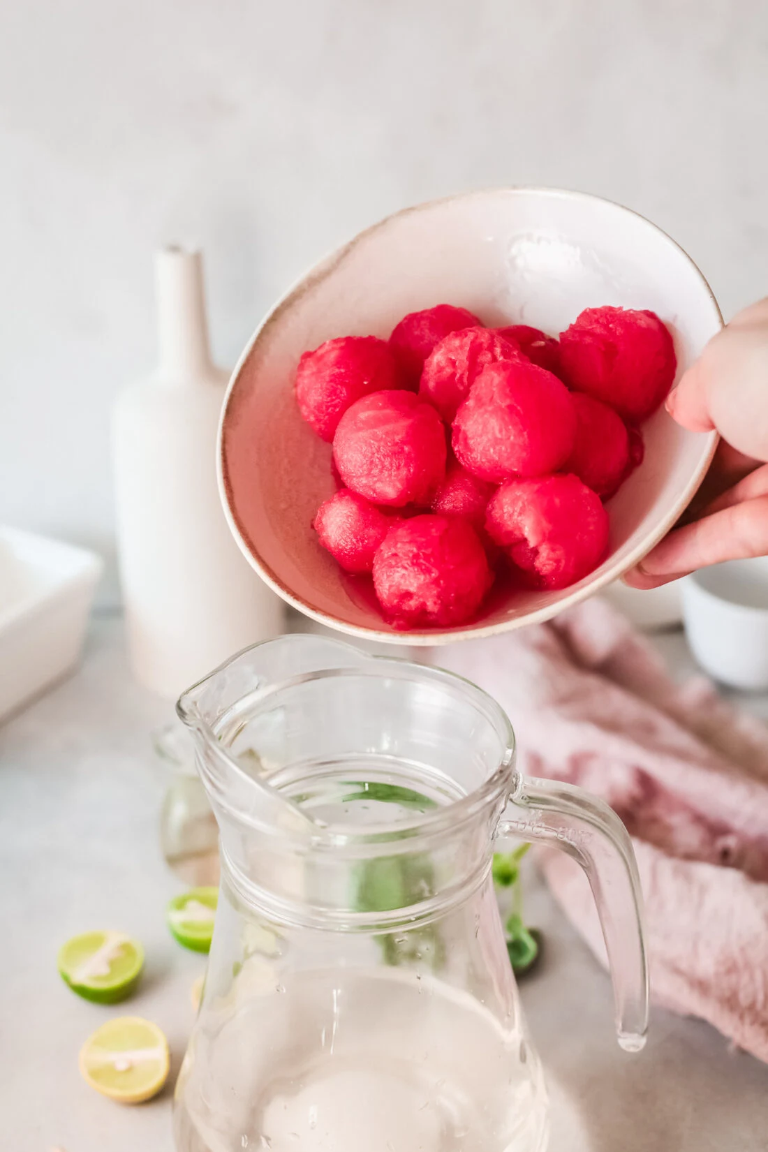 Enjoy this refreshing Sparkling Watermelon Juice on a hot summer day. Made with fresh ingredients, including watermelon and basil leaves, It's the perfect summer drink.