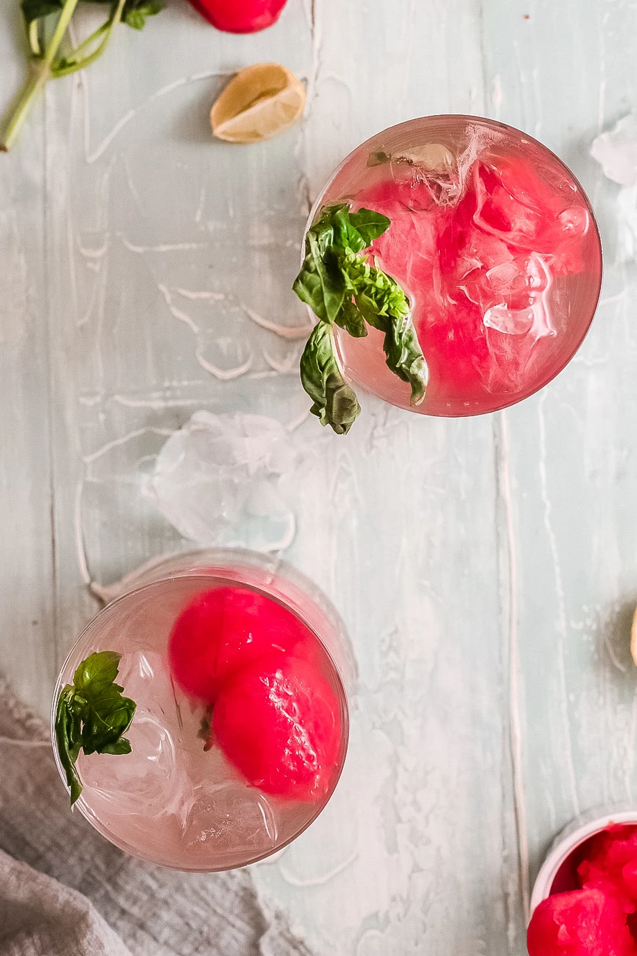 Enjoy this refreshing Sparkling Watermelon Juice on a hot summer day. Made with fresh ingredients, including watermelon and basil leaves, It's the perfect summer drink.