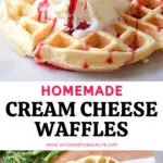 These Cream Cheese Waffles are the perfect homemade waffle recipe for busy morning breakfasts. Deliciously sweet, soft, and fluffy, served with fresh berries, maple syrup, or strawberry syrup.