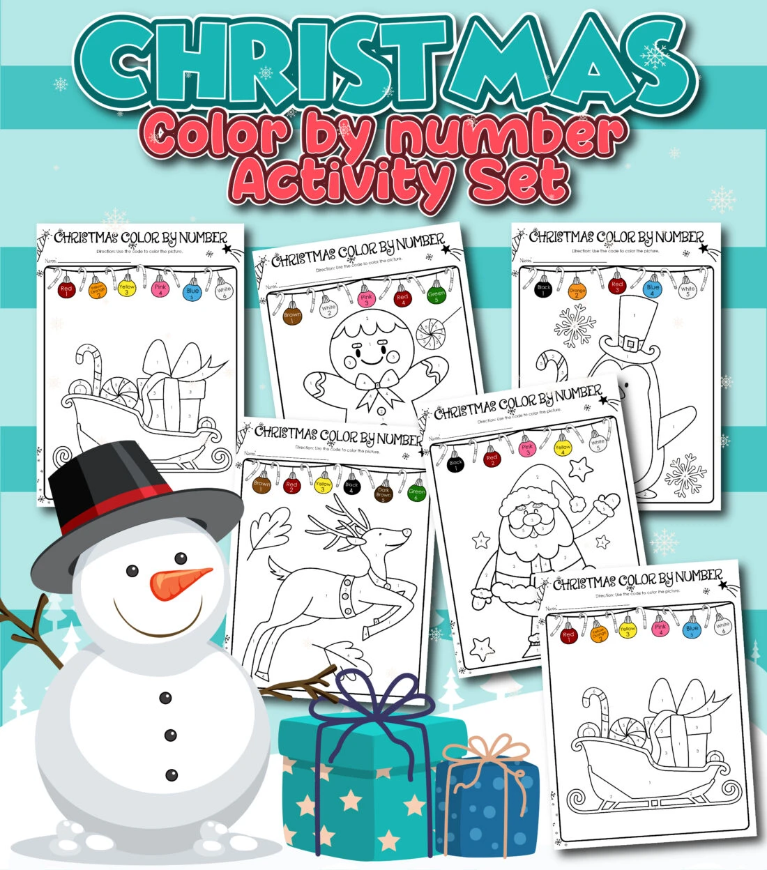 These free Christmas Color By Numbers Printables are loads of fun for all ages. Grab these fun and festive printables for your next Holiday party.