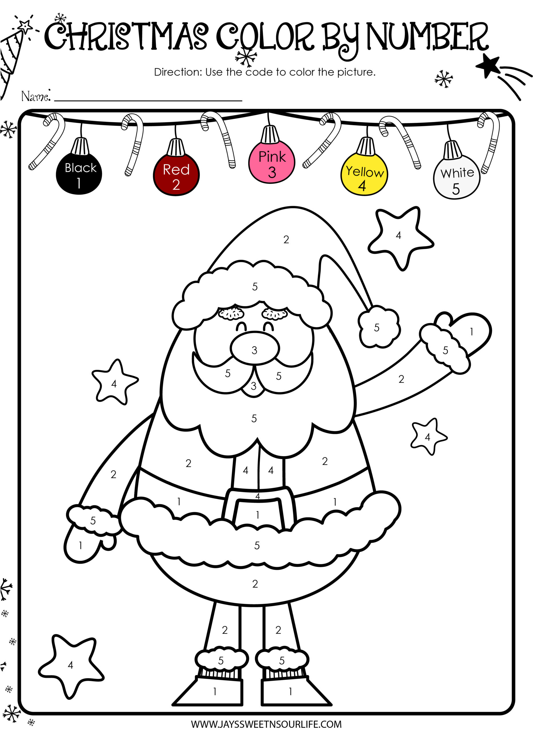 Christmas Color By Numbers Printables - Christmas Preschool Color By Number 01 Scaled 