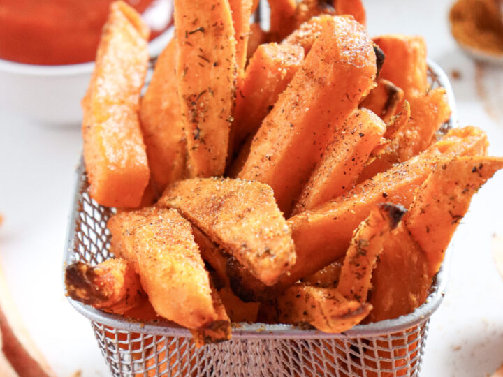 These air fryer sweet potato fries are crispy, tender, and full of flavor. It's the perfect healthy fry recipe for busy weeknights or afterschool snacks. With just a few ingredients, they’re ready in minutes for guilt-free fry cravings.