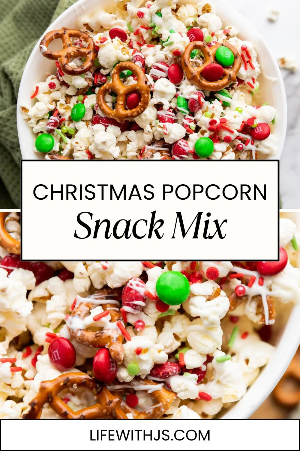 This Christmas Popcorn Snack Mix is the ultimate merry treat, packed with sweet candy melts, crunchy pretzels, festive M&Ms, and just the right sprinkle of holiday magic. It's colorful, crunchy, and completely addictive! Perfect for holiday parties or for everyday snacking.