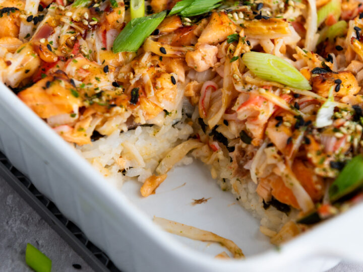 This viral Sushi Bake recipe is a delicious twist on the classic California roll, layered, creamy, and perfect for sharing. Easy to make and packed with flavor, it’s the ultimate crowd-pleasing dish for potlucks, parties, or a cozy night in.